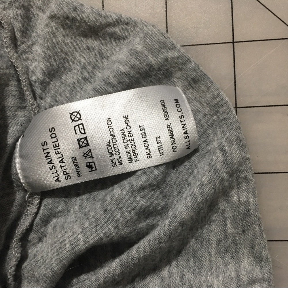 All saints salacia gilet vest xs grey jersey drape - Picture 5 of 5